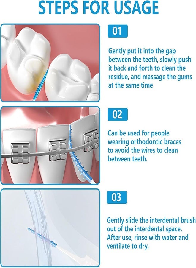 100 Pieces Dual-Use Interdental Brushes Soft Silicone, Disposable Dental Picks,Premium Dental Floss Picks for Braces Oral Cleaning - Image 5