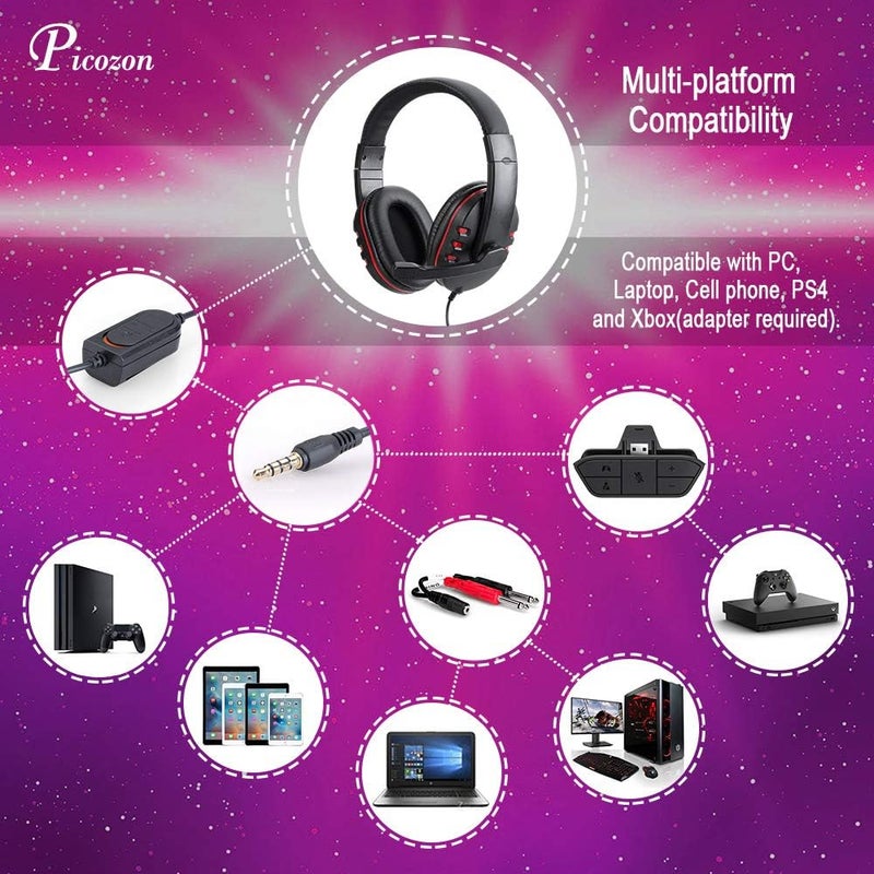 Picozon Gaming Headset Headphone - Mic for PS5/PS4, Laptop, Mobile w/ 3.5mm Plug - Image 5