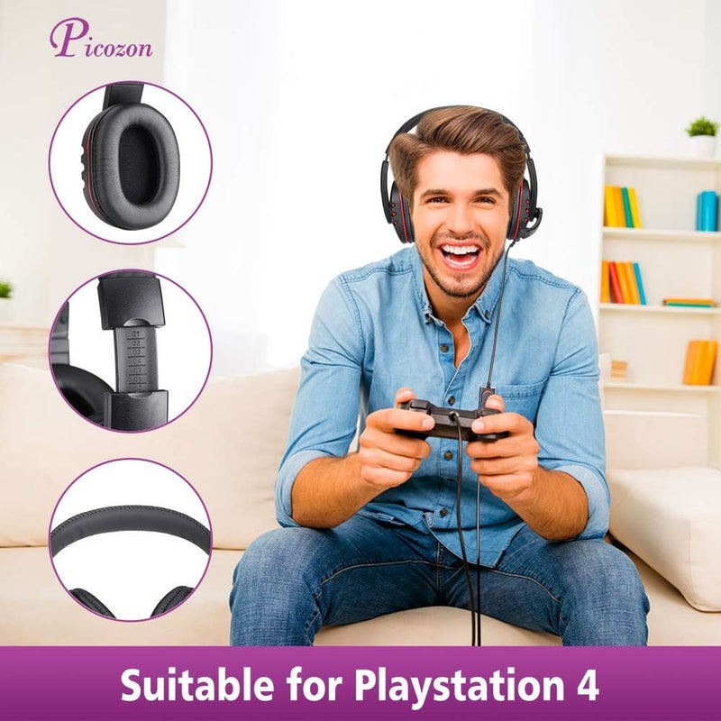 Picozon Gaming Headset Headphone - Mic for PS5/PS4, Laptop, Mobile w/ 3.5mm Plug - Image 2