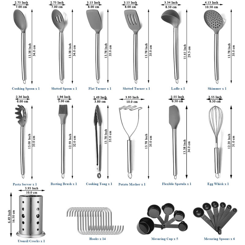 Kyraton Kitchen Utensils Set, Kyraton 38 Pieces Non-Stick Silicone Cooking Utensils Set, Spoon Spatula Set with Sturdy Stainless Steel Utensil Holder, Dishwasher Safe - Image 2