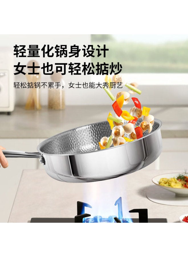 Olofe Old Guandong Generation Pure Titanium Non-coated Flat Bottom Frying Pan, Handmade Linen Pattern Titanium Uncoated Steak And Baby Food Pan, 28cm - Image 4