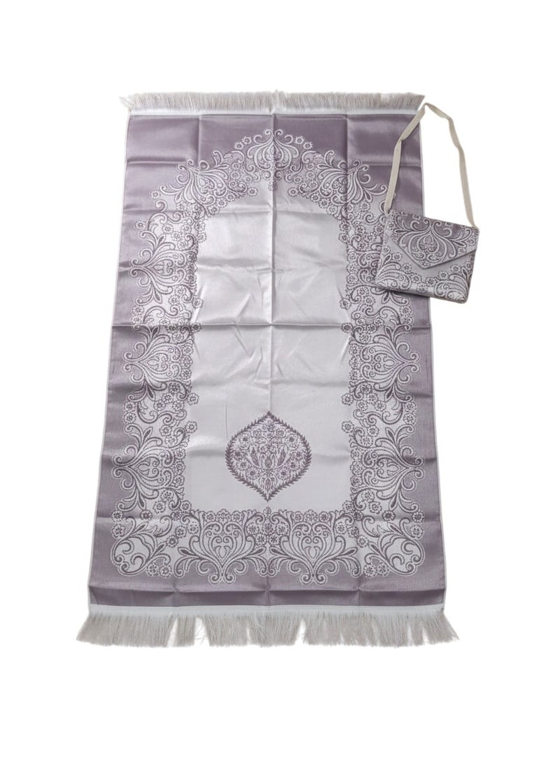 Premium Soft Velvet Prayer Mat Set with Matching Carrying Bag - Elegant Islamic Pattern - Portable & Comfortable Design. - Image 1