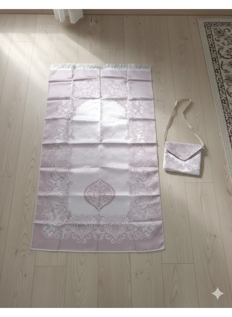 Premium Soft Velvet Prayer Mat Set with Matching Carrying Bag - Elegant Islamic Pattern - Portable & Comfortable Design. - Image 4