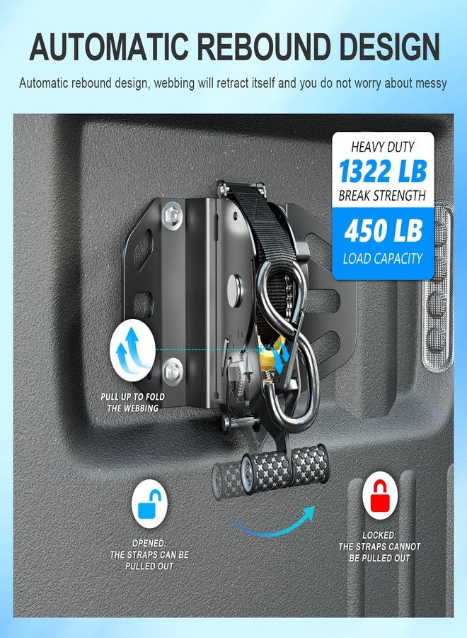 SZYANG أحزمة ربط قابلة للسحب من SZYANG، قطعتان، متوافقة مع فورد F150 موديلات 2015-2024، بديل لأحزمة الربط القابلة للسحب في فورد F-150 موديلات 2015-2024. - Image 2