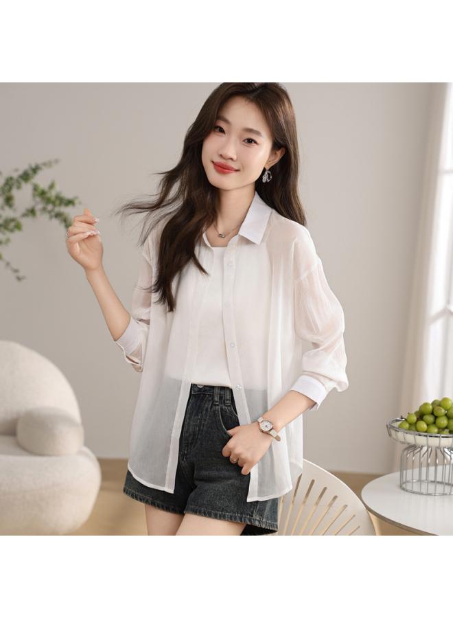 VUELO Real Shot Ice Silk Sunscreen Shirt Women's Summer New Anti-ultraviolet Breathable Loose Thin Chiffon Top Coat - Image 2