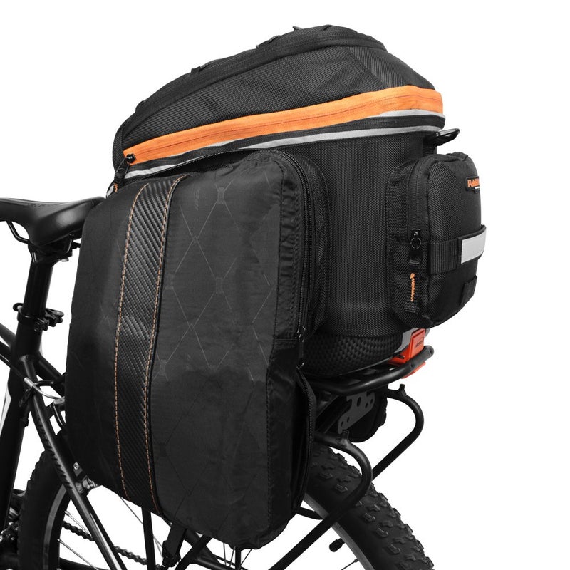 Ibera Bike Bag Expandable Commuter 17-23L - Clip-On Bike Rack Bag with Panniers & Strap - Hard Base, Reflective Trim & Taillight Ready - Ideal for Commuting & Touring - PAKRAK ONLY FOR IBERA RACKS - Image 1