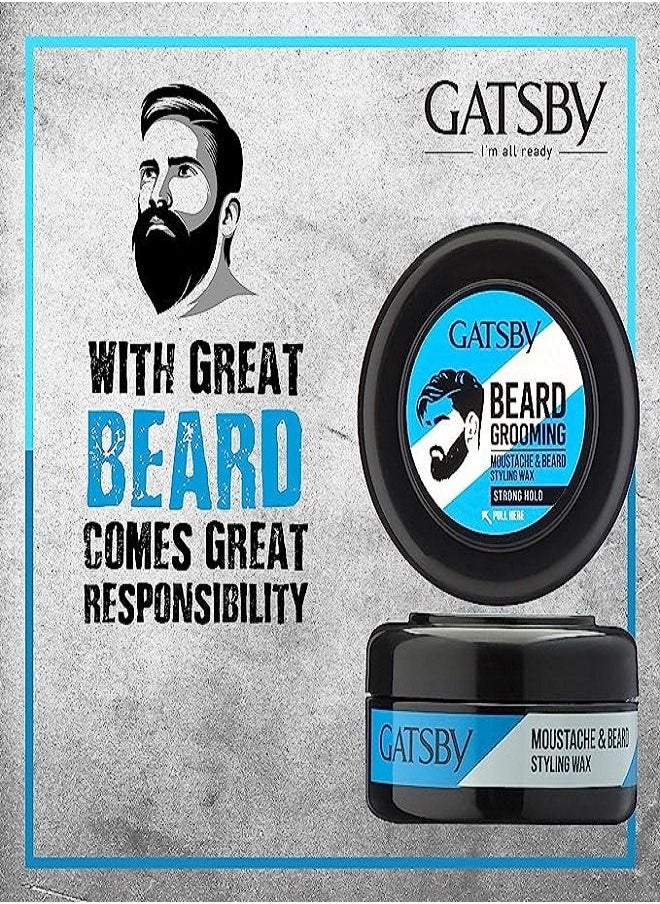 GATSBY - Gatsby Moustache & Beard Styling Wax - Strong Hold 25gm | Contains Natural Ingredients | Powered With Carnauba Wax For Day Long Hold | Non Sticky & Easy Wash Off | Strong Hold Beard Wax | Pack of 2 - Image 1