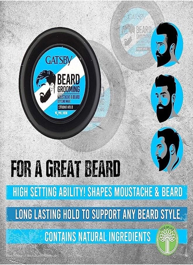 GATSBY - Gatsby Moustache & Beard Styling Wax - Strong Hold 25gm | Contains Natural Ingredients | Powered With Carnauba Wax For Day Long Hold | Non Sticky & Easy Wash Off | Strong Hold Beard Wax | Pack of 2 - Image 1