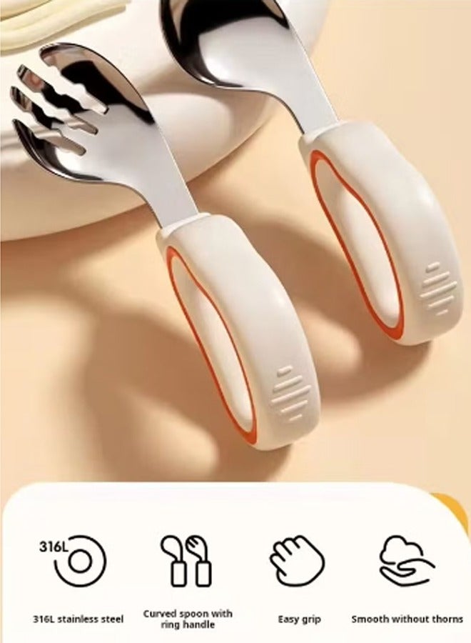Vividorad Baby Stainless Steel Spoons Forks Set,Kids Silverware with Silicone Handle,  Baby Stainless Steel Cutlery Spoons + Forks,Baby Spoons Stainless Steel and Silicone Set, Self Feeding Food Utensils,Toddler Utensils, Includes Fork and Spoon, Stainless Steel,  Kids Safe Spoons and Forks, Children Silverware Set with Silicone Handle,Toddler Utensils Dishwasher Safe,Stainless Steel Toddler Utensils Set Forks and Spoons, Food-grade Silicone，BPA Free - Dishwasher Safe - Image 3
