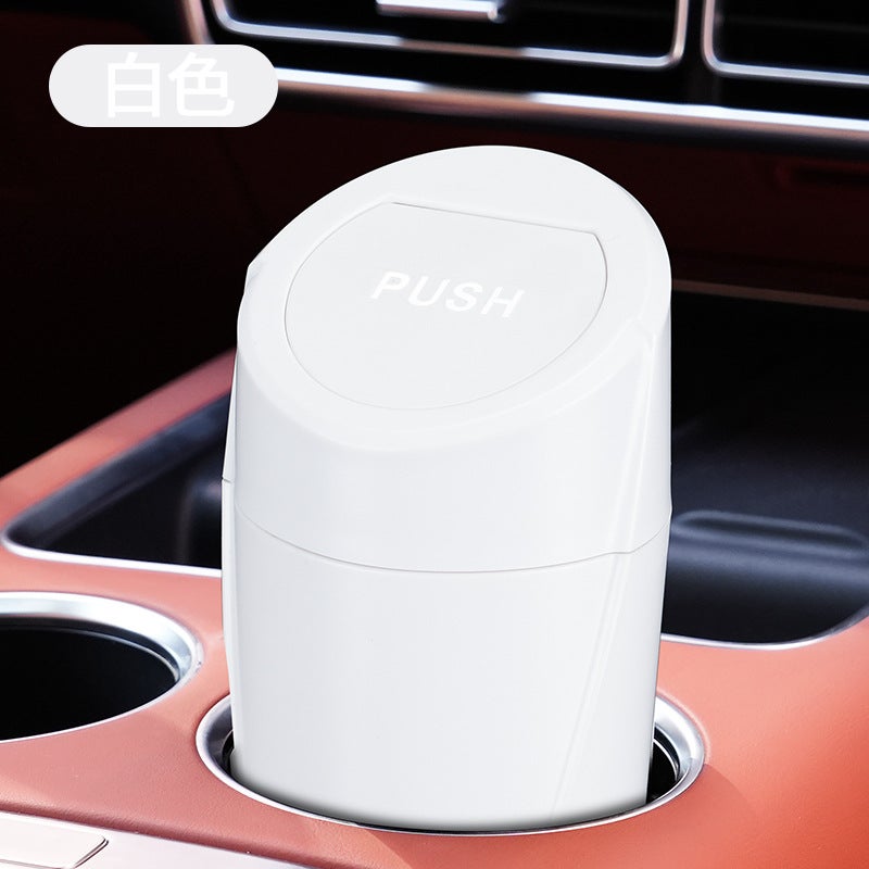 Generic Multi-Functional Car Bin with Lid Mini Trash Can [white] car trash can 