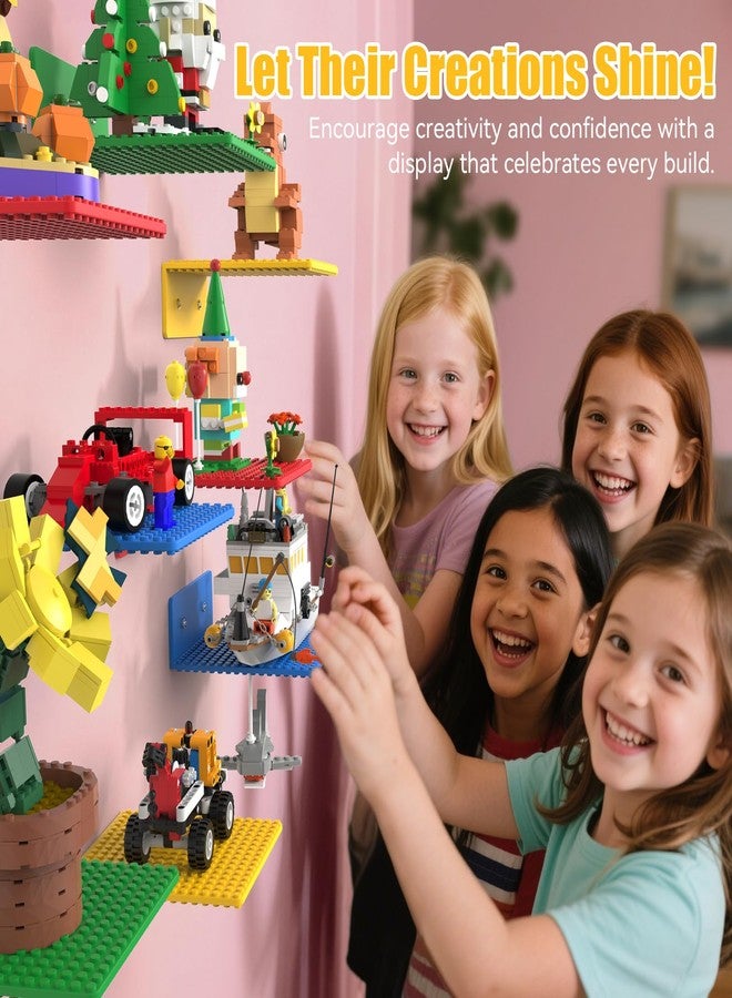 BlissBox Floating Shelves for Wall Compatible with Lego Building Bricks, 5x5.5inch Dual‑Sided 16x17 Studs for Toy Brick Storage and Display, ABS Display Shelves for Room Decor (8, Multicolor) - Image 3