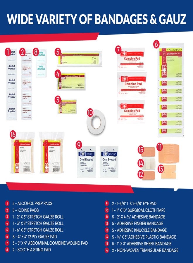 Dixie Ems Fully Stocked Trauma First Aid Kit - First Responder II Bag with Tools, Gauze, Bandages, Scissors & Gloves - Compact & Portable - OSHA and ANSI Compliant - Orange - Image 3