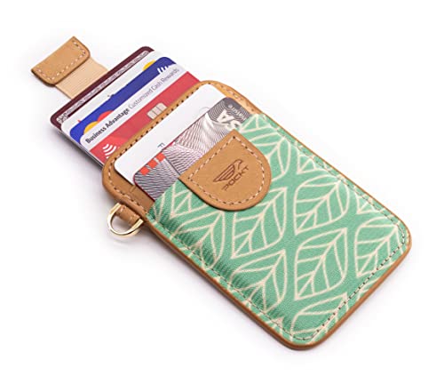 POCKT Slim Card Holder Wallet For Men and Women - Minimalist Front Pocket Wallet Elastic Credit Card Holder Genuine Leather RFID Blocking Card Case Wallets | Leaves - Image 3