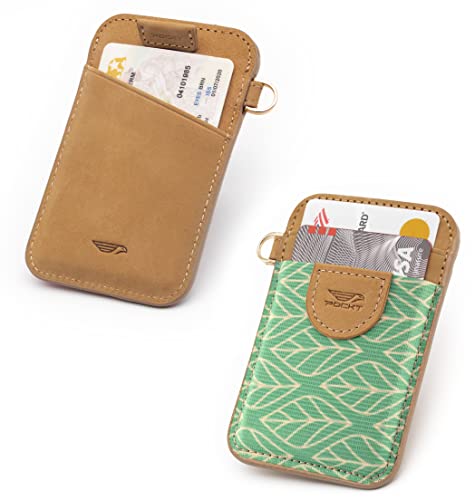 POCKT Slim Card Holder Wallet For Men and Women - Minimalist Front Pocket Wallet Elastic Credit Card Holder Genuine Leather RFID Blocking Card Case Wallets | Leaves - Image 2