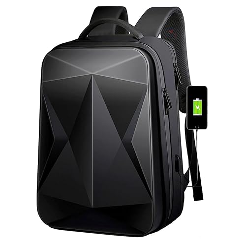 TOURTIER Hard shell Business Travel Laptop Backpack with USB Charging Port Daypack for Men Women (DESIGN-1, BLACK) - Image 1