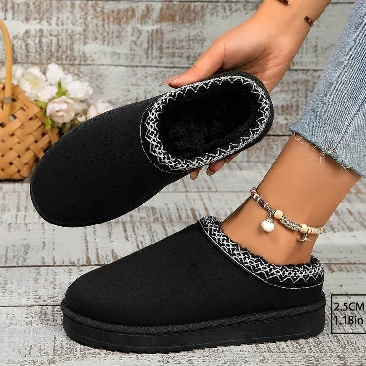 Snow Boots Women'S Plus Size Flat-Bottomed Ethnic Style Lazy People A Pedal Baotou Thick-Bottomed Cotton Slippers Snow Boots - Image 4