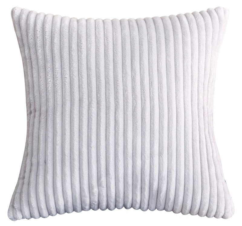TangDepot طقم من 2 غطاء وسادة مزخرف من المخمل الناعم المخطط الكبير من تانغ ديبوت - (22"x22" 2 قطع A23 رمادي فاتح) - Image 2