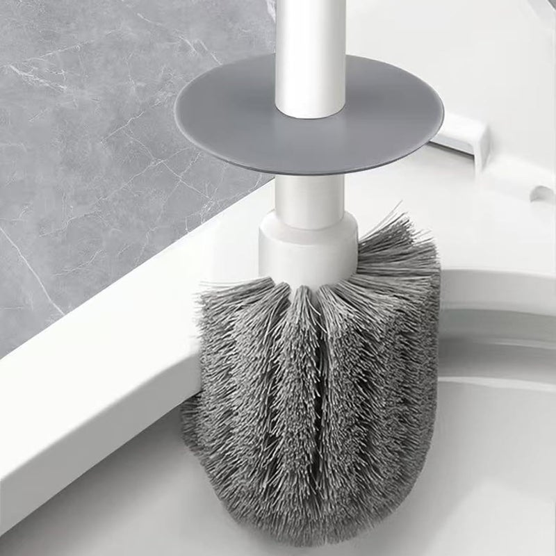 TOPSKY Toilet Brush with Holder, 2 Pack Compact Toilet Bowl Cleaner Brush and Holder with Stainless Steel Handle, Toilet Bowl Brush for Bathroom Storage (White-B) - Image 4