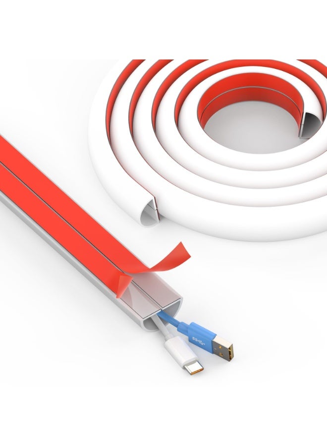3M  Floor Cord Cover Cable Cavity, Wall Cord Hider Self-Adhesive Wire Cover Raceway Cable Management Kit for Walls Flexible PVC Cable Concealer Cord Cover Floor Cable Protector for Home Office Floor Wall - Image 1