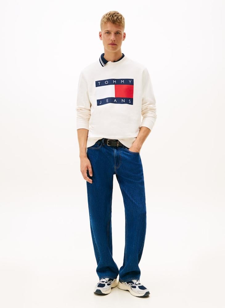 TOMMY JEANS Flag Badge Terry Crew Neck Jumper - Image 4