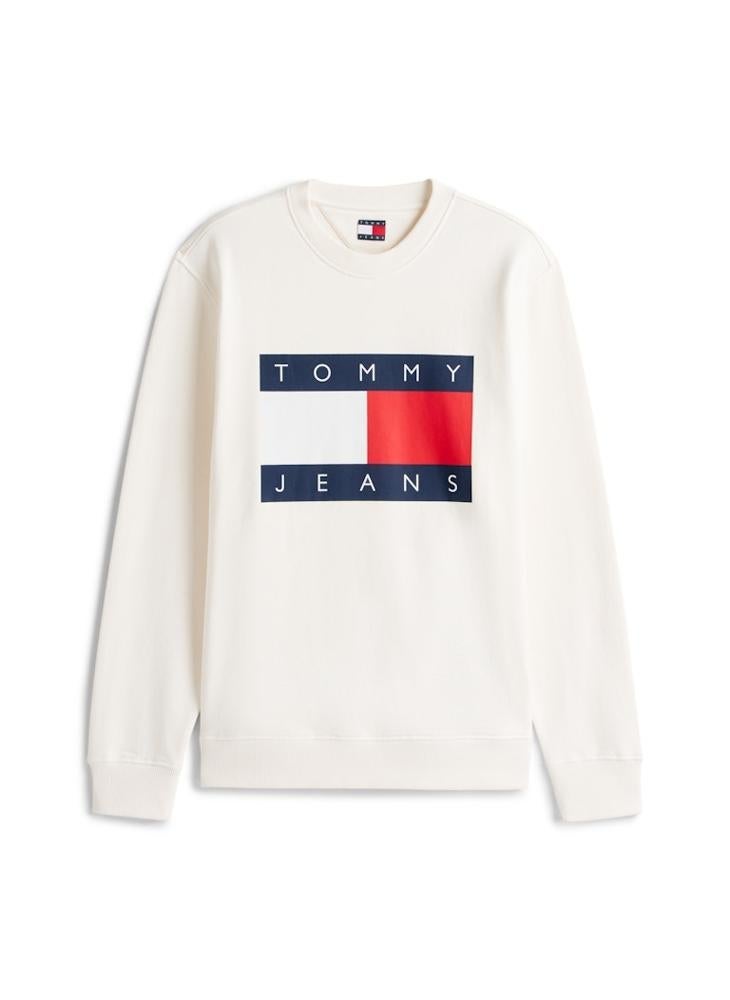 TOMMY JEANS Flag Badge Terry Crew Neck Jumper - Image 5