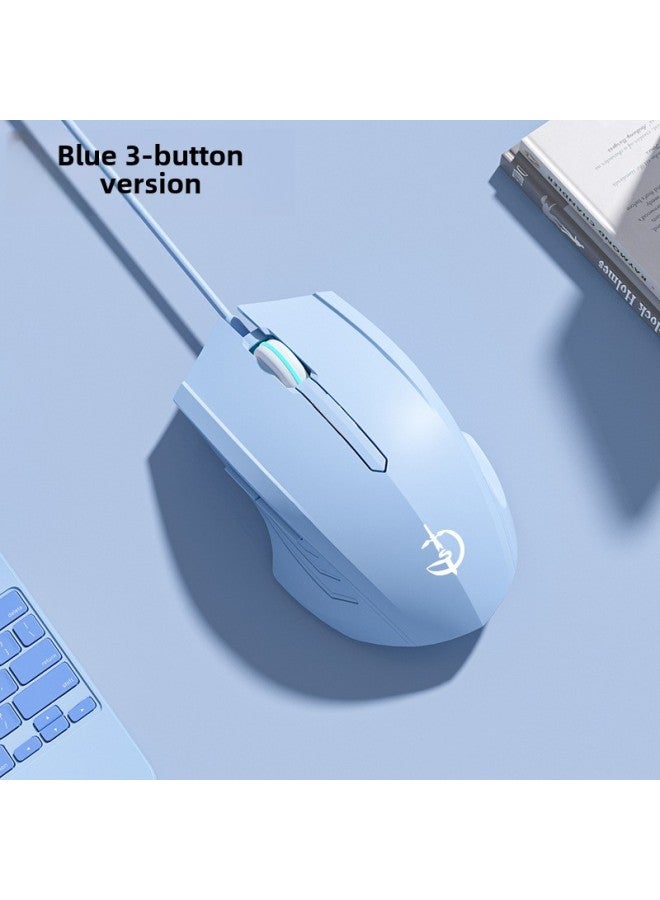 The Mouse Is Suitable For Competitive Office Lenovo HP Special Mute Mechanical Wired Electric Game Universal Dell Silent-Color:Basic Version 3-button Qingying Non-dazzling Qingying 1600dpi Qingying Sky Blue  - Image 1