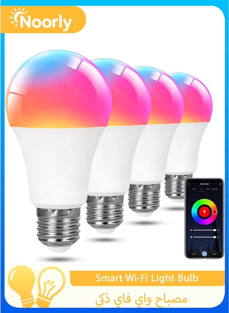 Noorly Smart Wi-Fi Light Bulb, A19 WIFI Smart Bulb, 9W 850LM LED Bulb, Multi-Color LED home light bulb for Home Decor, 4-Pack - Image 1