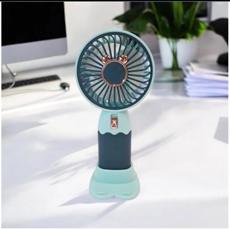 Litehom Mini Handheld Fan (Upto 2 Hours Running) Rechargeable Battery Operated Portable Fan, Desk Fan, Carry It Anywhere (AQUA) - Image 1