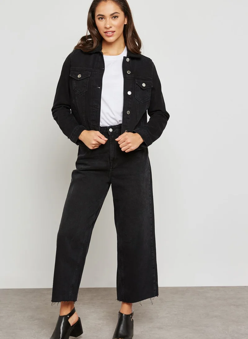 Miss Selfridge Borg Collar Denim Jacket