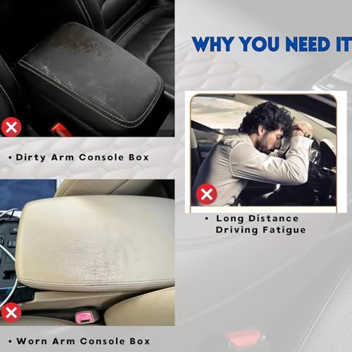 Eliane RT6 Universal Car Center Console Cover Armrest Cushion Pad Pillow with 2 Storage Side Pockets, Memory Foam, Leatherite, Interior Accessories Fit for All SUV's (1 Pcs-Beige) - Image 4