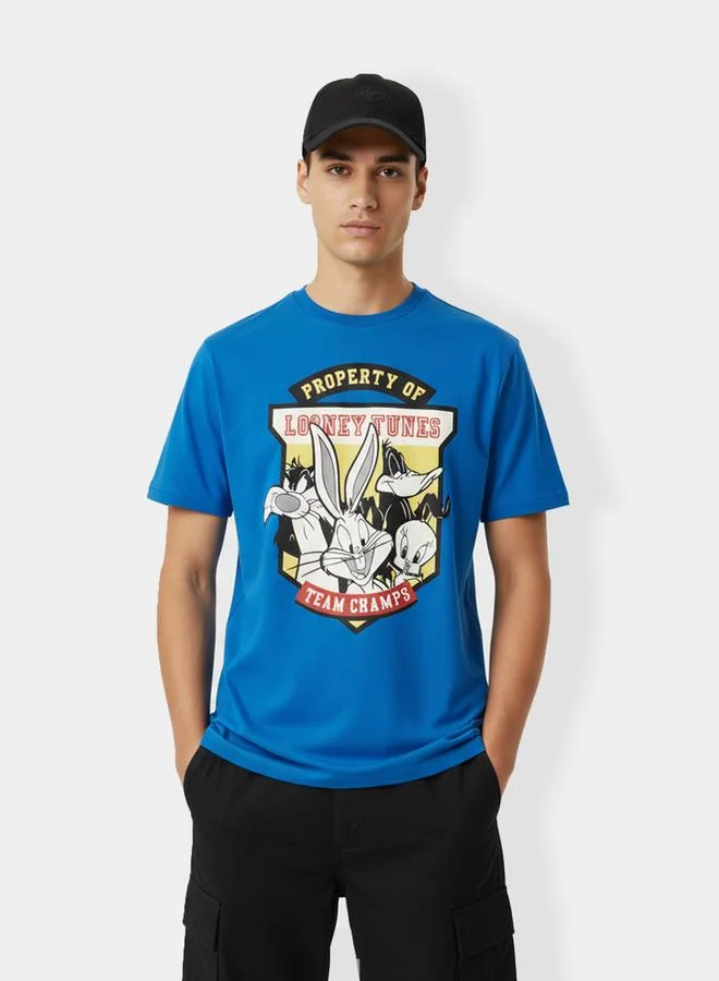 لوني تونز تيشيرت بطبعة جرافيك لوني تونز مع أكمام قصيرة