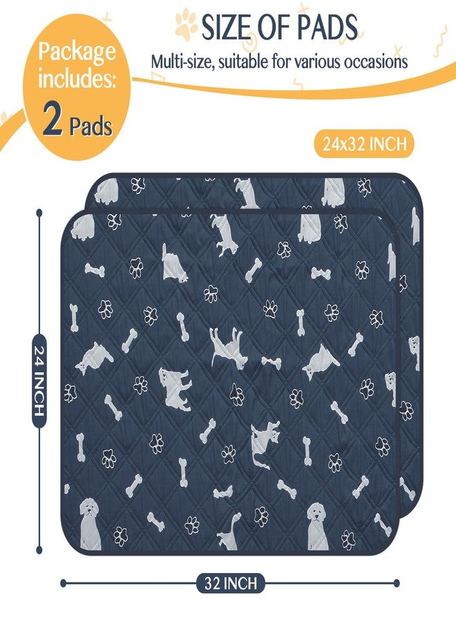 nanbowang 2 Pieces Dog Pee Pads - Navy Washable Dog Rugs Non-Slip Dark Blue Puppy Pads for Small Dogs, Water Absorb Training Pads - Image 2