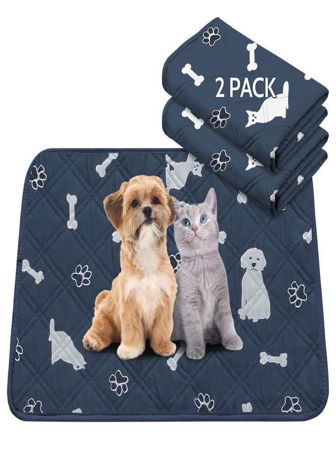 nanbowang 2 Pieces Dog Pee Pads - Navy Washable Dog Rugs Non-Slip Dark Blue Puppy Pads for Small Dogs, Water Absorb Training Pads - Image 1