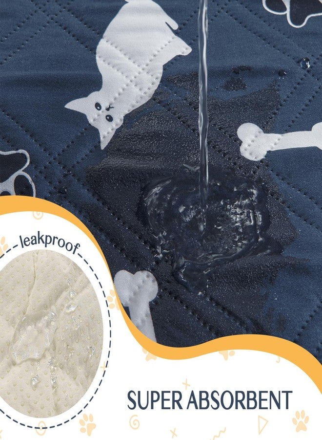 nanbowang 2 Pieces Dog Pee Pads - Navy Washable Dog Rugs Non-Slip Dark Blue Puppy Pads for Small Dogs, Water Absorb Training Pads - Image 3