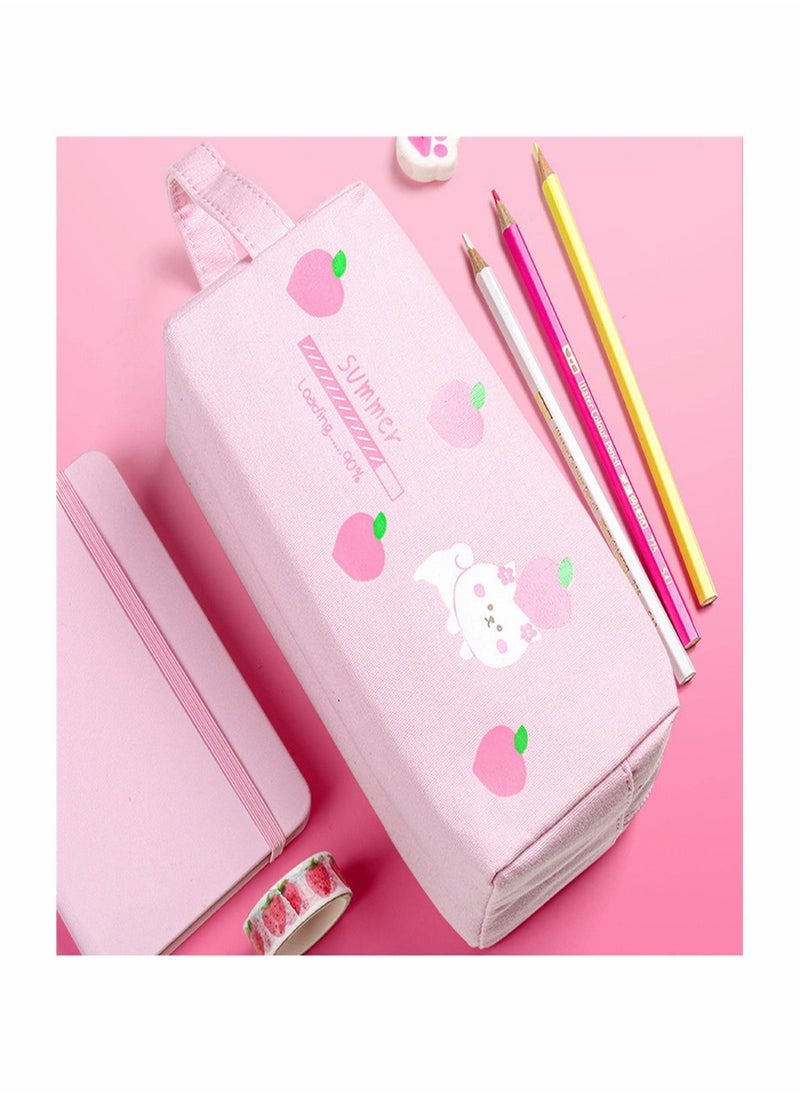 Y&D - Pencil Case, Cute Cat Pouch for Girls, Kawaii Large Capacity Pink Zipper Box, Stationery Organizer Bag, School Student Pen Office Supply Case Organizer, Pink, 1 Pcs - Image 1