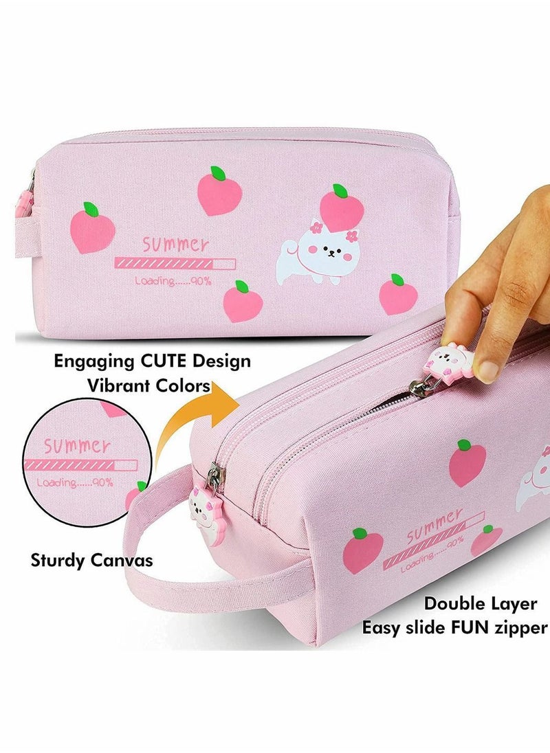 Y&D - Pencil Case, Cute Cat Pouch for Girls, Kawaii Large Capacity Pink Zipper Box, Stationery Organizer Bag, School Student Pen Office Supply Case Organizer, Pink, 1 Pcs - Image 1