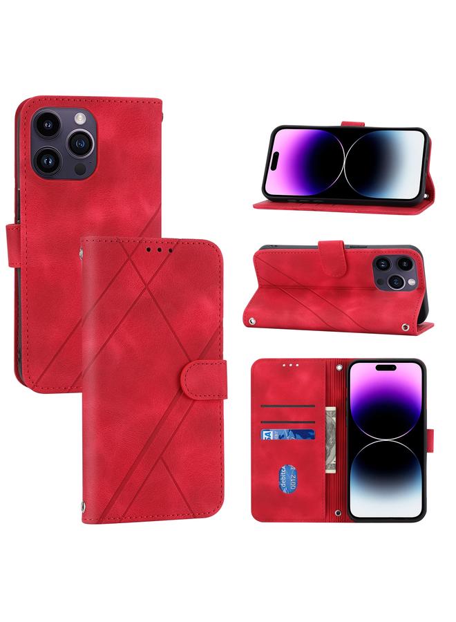 اس-توب جراب هاتف من الجلد المنقوش لهاتف iPhone 15 Pro Max مع حبل - Image 1