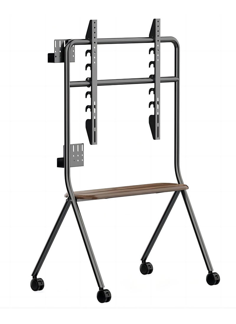 Easel Mobile TV Stand, Rolling TV Cart Floor Stand for 32 to 75 Inch LED LCD OLED Screens, Height Adjustable TV cart with Wooden Tray for Bed Room, Living Room