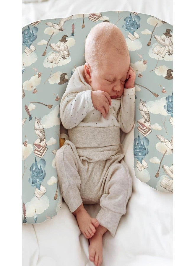 ZoUbqchY Vintage Wizard Owls Baby Nursing Pillow Covers for Boy Girl Witch Hat Books Castle Clouds Nursery Pillowcase for Breastfeeding Pillows Magics Wizard Universe Soft Stretchy Slipcover for Newborn Infant - Image 4