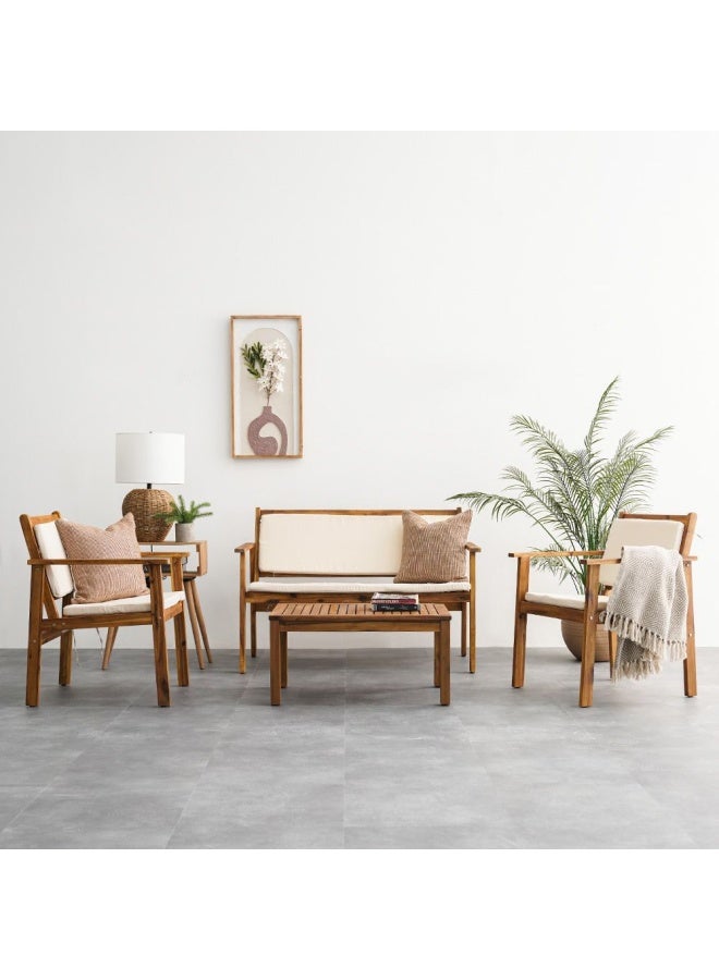 DANUBE HOME Rozana 4-Seater Sofa Set Modern Design Sofa Sets 4 Pieces Outdoor Seating Table And Chairs Set For Patio Balcony Lawn Yard - Beige - Image 1