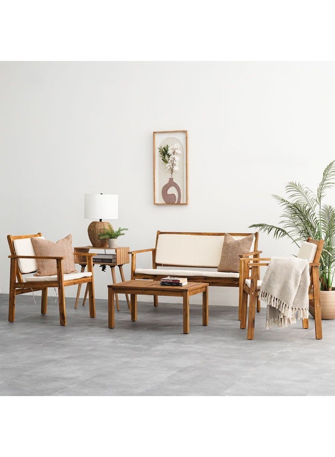 DANUBE HOME Rozana 4-Seater Sofa Set Modern Design Sofa Sets 4 Pieces Outdoor Seating Table And Chairs Set For Patio Balcony Lawn Yard - Beige - Image 2