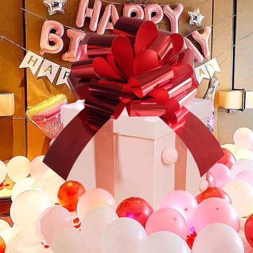 HQJAXJ 20 Inch Big Red Bow for Car,1 Pc Giant Present Bow for Large Gift Wrapping New Houses Huge Present Birthday Christmas Decor (Metallic Red) - Image 3