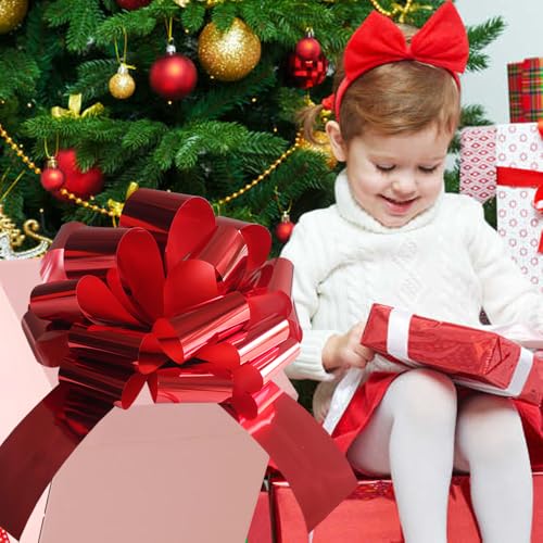 HQJAXJ 20 Inch Big Red Bow for Car,1 Pc Giant Present Bow for Large Gift Wrapping New Houses Huge Present Birthday Christmas Decor (Metallic Red) - Image 2