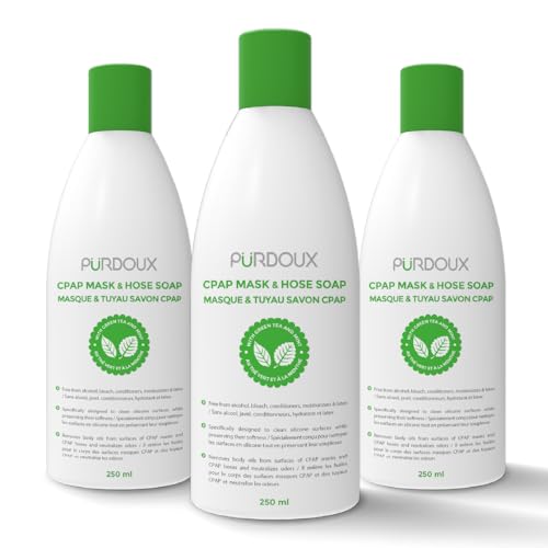Purdoux CPAP Mask & Hose Soap Unscented(Pack of 3 Bottles, 250ML /8.4OZ Green Tea-Mint)-CPAP Supplies, CPAP Accessories, CPAP Soap Cleaner for CPAP Machine - Image 1