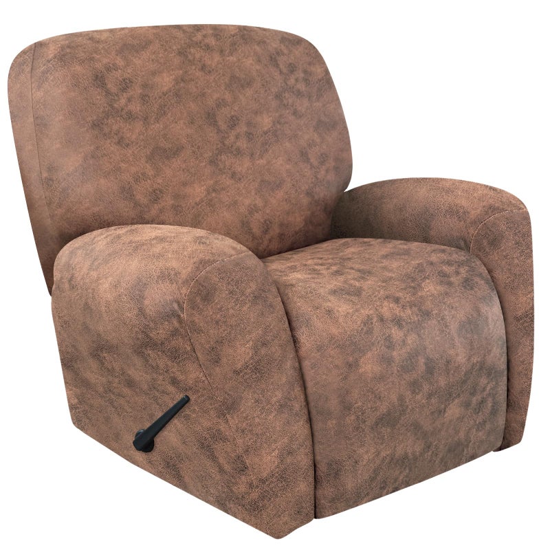 ANARACHON Recliner Chair Covers Leather Look 4 Pieces Recliner Covers Non Slip Soft Slipcovers for Large Recliners Furniture Protector Washable for Pets 1 Seater 03 Light Brown - Image 2