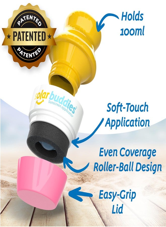 سولار بديز مجموعة حقائب Solar Buddies لتوزيع واقي الشمس القابل لإعادة التعبئة مع مشبك كارابين، مناسبة للعائلات والأطفال والكبار، مجموعة سفر (لون وردي) - Image 2