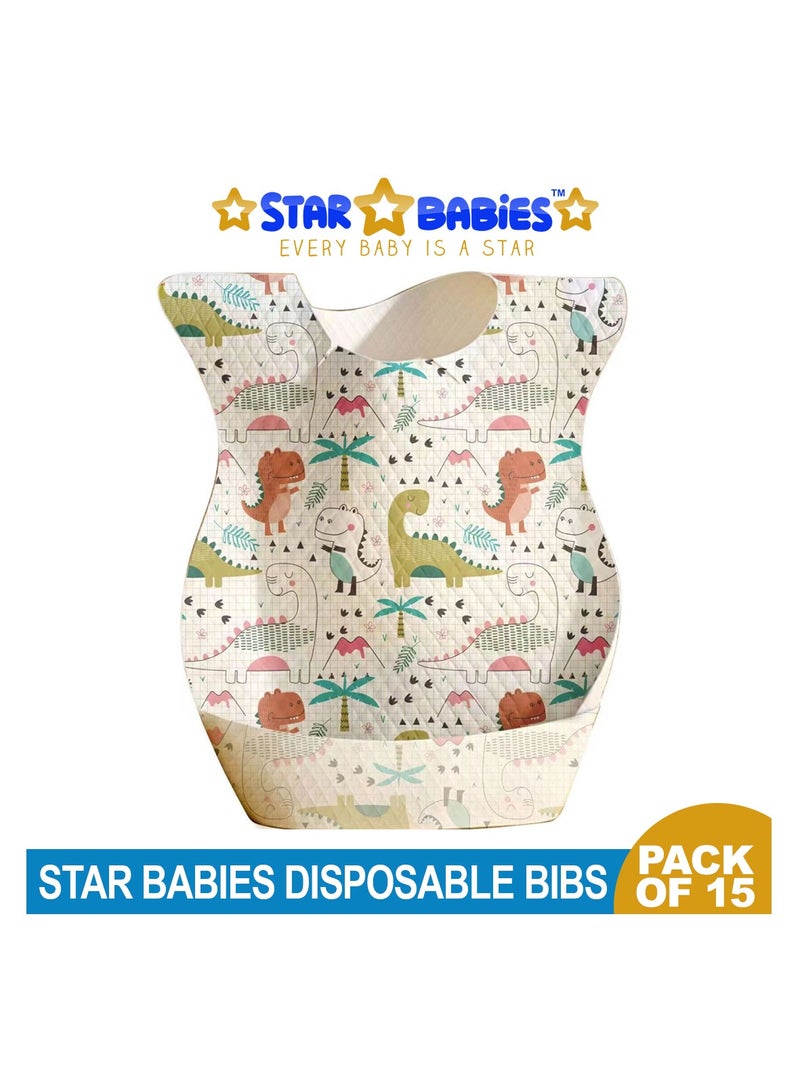 Star Babies Disposable Bibs - Pack of 15 Dinosaur Print - New - Image 2