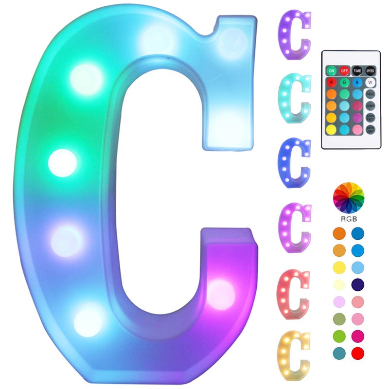 Pooqla Colorful LED Marquee Letter Lights with Remote â€“ Light Up Marquee Signs â€“ Letters with Lights for Anniversary Party Room Decoration - Birthday Gift for Boys Girls Women Men - Multicolor C - Image 1