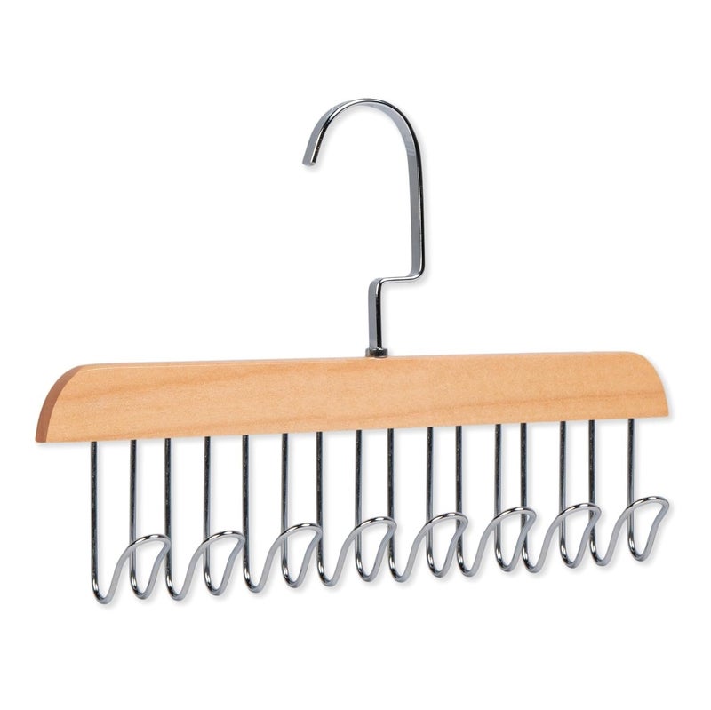 Entisia Wooden Hanger - Multipurpose Adjustable 8 Hooks Closet Wooden Hanger for Lingerie, Belt, Scarf, Tie, Garments, Perfect Storage Holder Organizer Hangers for Wardrobe and Cupboard (28X19CM, 1) - Image 1