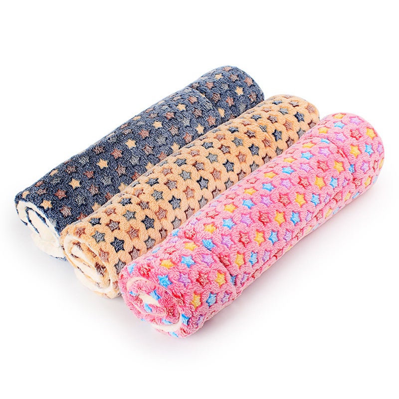 Warm Pets Blanket Winter Thicken Blanket Dog Double-side Cushion Pet Flannel Pad (Star, , Size L) - Image 2